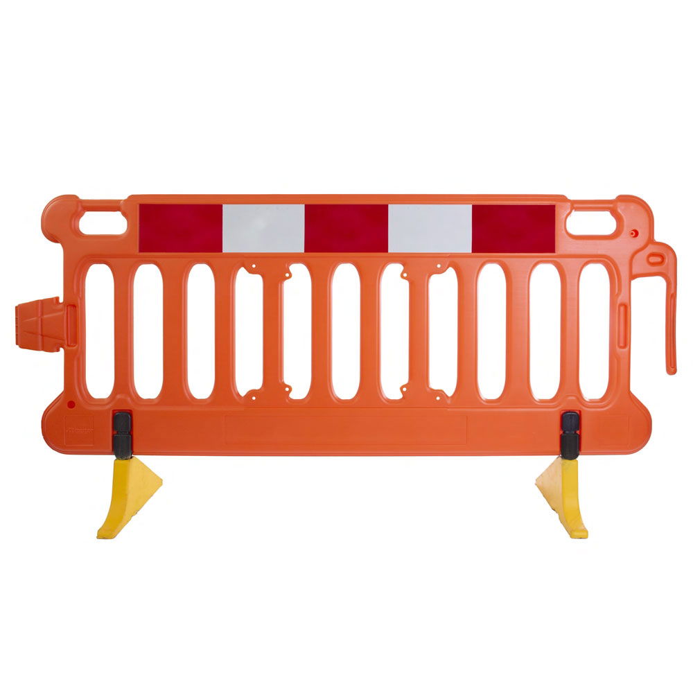 Highway Orange Barrier with Yellow Anti-Trip Feet - 2m