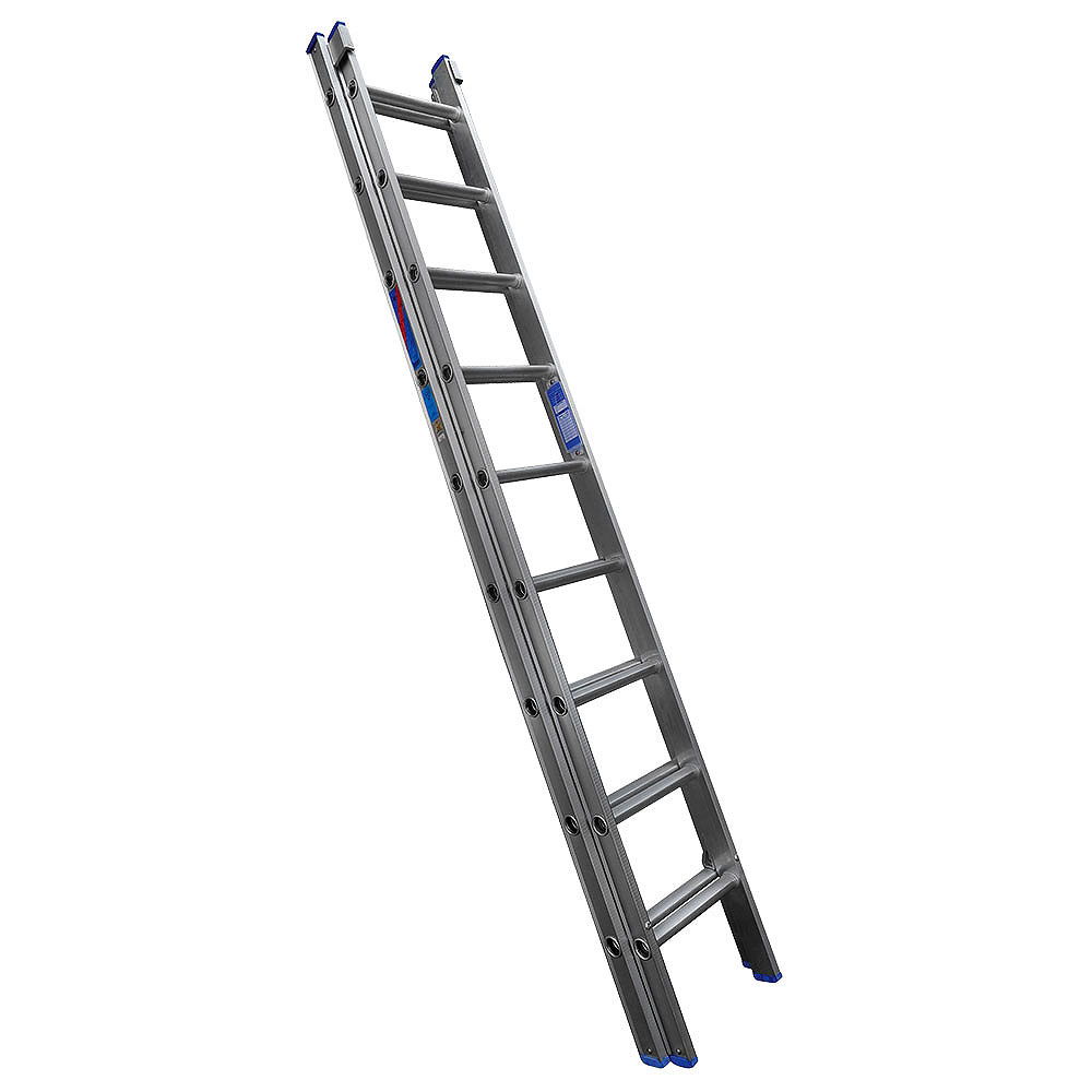 Heavy Duty D Rung Dual Section Extension Aluminium Ladder - 4.17m - 9 Rung