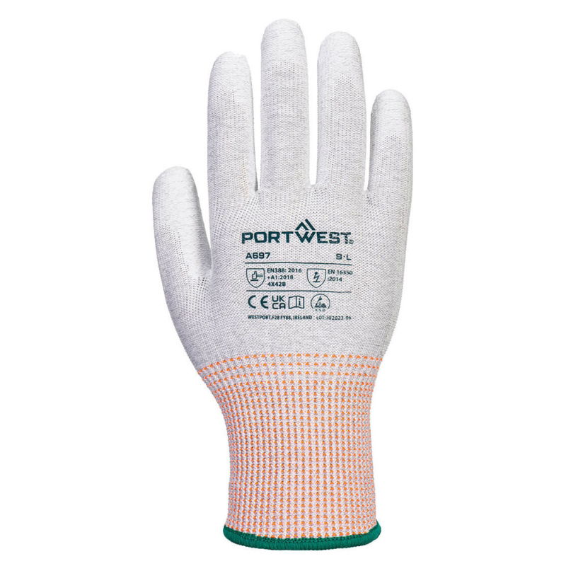 Portwest A697 LR13 ESD PU Palm Safety Gloves - Cut Level B