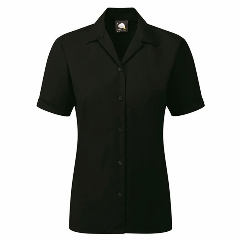 Orn Oxford Premium Ladies' Short Sleeve Blouse - 145gsm - Black