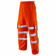 Leo Rail Waterproof Breathable Hi-Vis Orange Executive Cargo Overtrousers